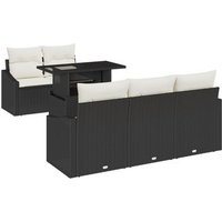 Juego de Sofás de Jardín de 6 piezas con cojines Ratán Poli V0273