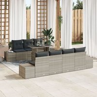 Conjunto de Sofás de Jardín de 8 Piezas Rattan Gris