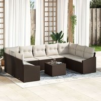 Conjunto de Sofá de Jardín de 10 Piezas - Ratán Sintético