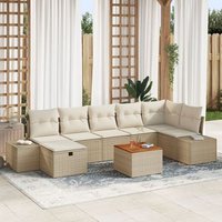 Conjunto de Sofás de Jardín Beige Ratán