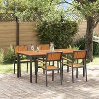 Conjunto de Comedor de Jardín de 5 Piezas Metal y Madera V7779