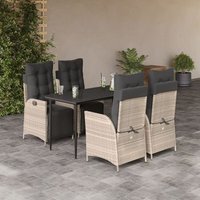 Set Comedor de Jardín 5 Pzas de Cojines de Ratán Sintético