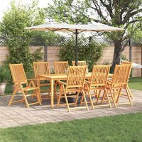 Conjunto de Comedor de Jardín de Acacia Plegable de 9 Piezas