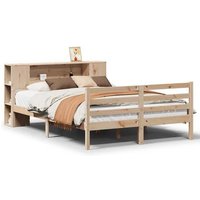 Cama Con Estantería Sin Colchón Madera Maciza De Pino 160x200cm V9946
