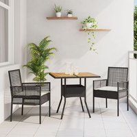 Set de comedor de 3 piezas para jardín con cojines de poliratán V1556