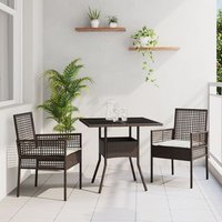 Conjunto De Comedor De Jardín De 3 Piezas Ratán