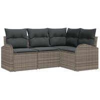 Conjunto de Sofás de Jardín de 4 Piezas Ratán Gris