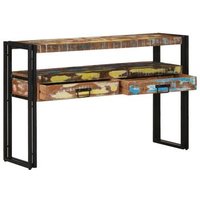 Mesas Auxiliares 120x33x75 Cm De Madera Maciza Recuperada Y Metal V1834 Unico