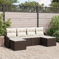 Conjunto de Sofá de Jardín de Poliratán de 6 Piezas