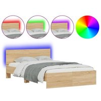 Estructura de Cama con Cabecero y Luces LED de Roble - 140x190 cm - Sonoma