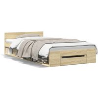 Cama con Cajón de Madera de Ingeniería Roble Sonoma 75x190 cm