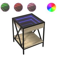 Mesita de Noche con Infinity Led Roble Sonoma 40x40x49 Cm