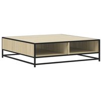 Mesa Centro Madera Ingeniería Y Metal 100x100x30cm