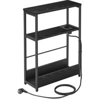 Mesa Auxiliar Estrecha Con Enchufes, Puertos Usb Y 3 Estantes