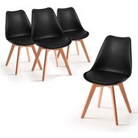 Pack de 4 sillas Tulipa estilo Nórdico patas en madera