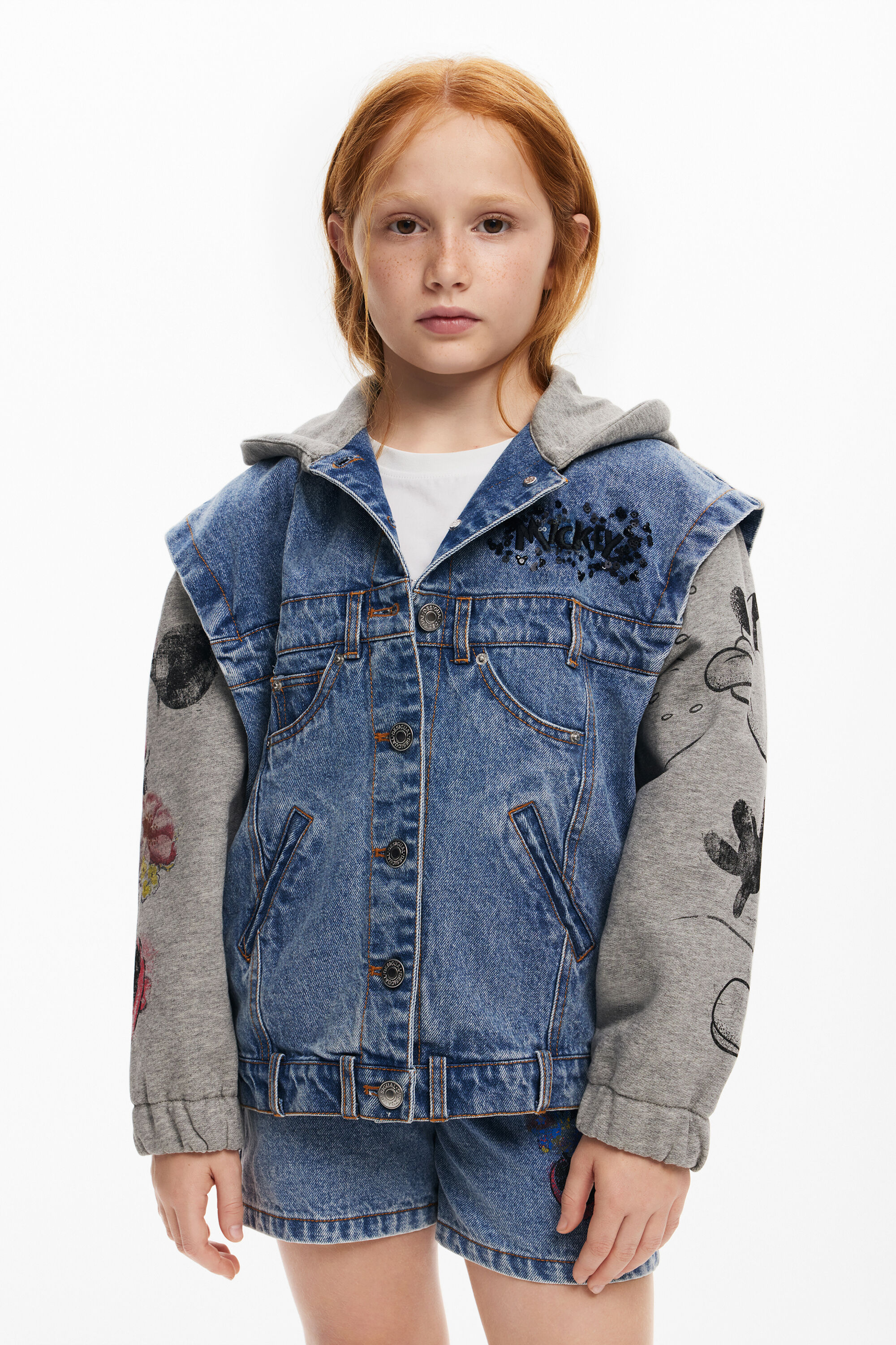 Chaqueta Vaquera Combinada Mujer