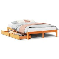 Estructura de cama con cajones de madera de pino 135x190 cm