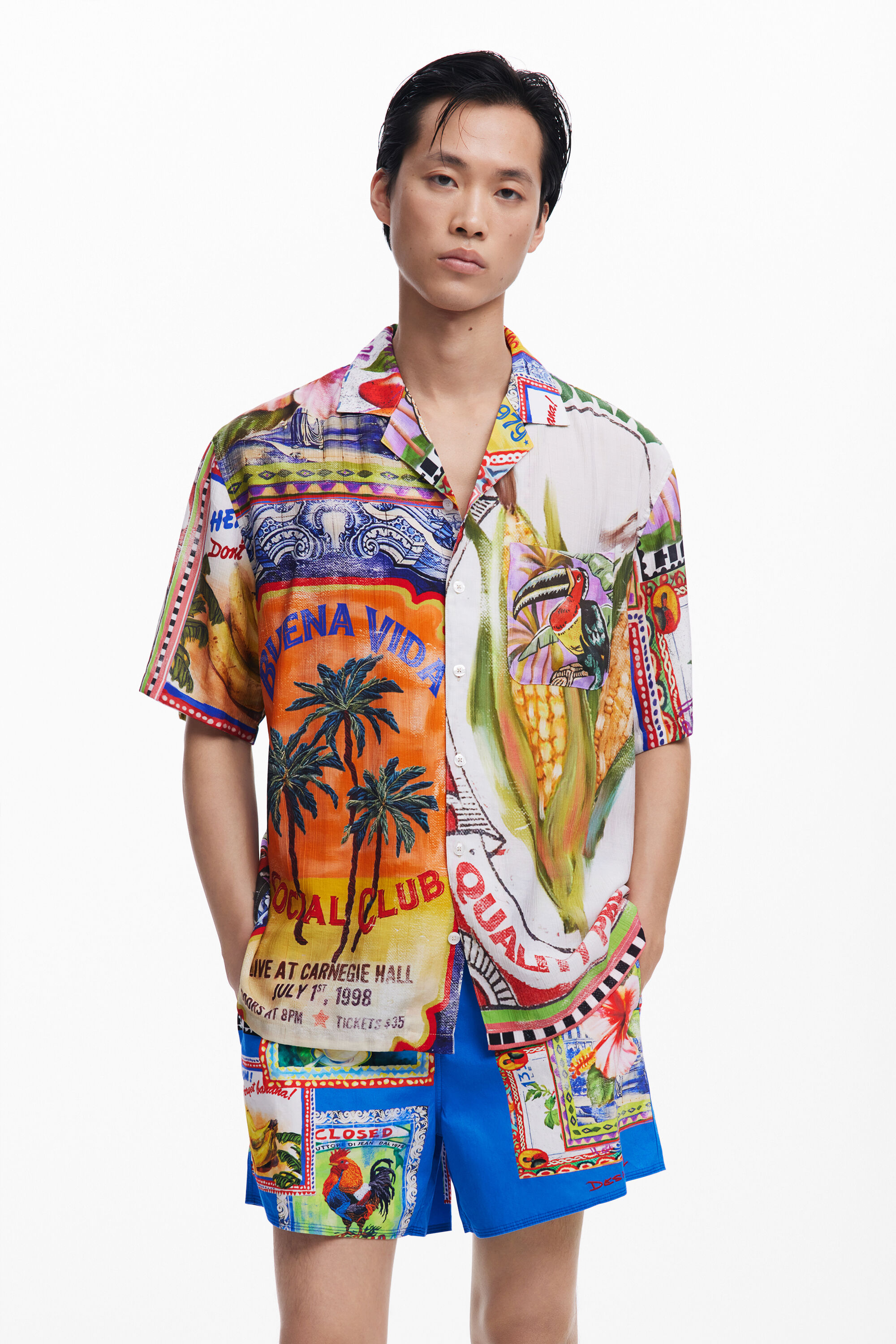 Desigual Camisa postales manga corta hombre