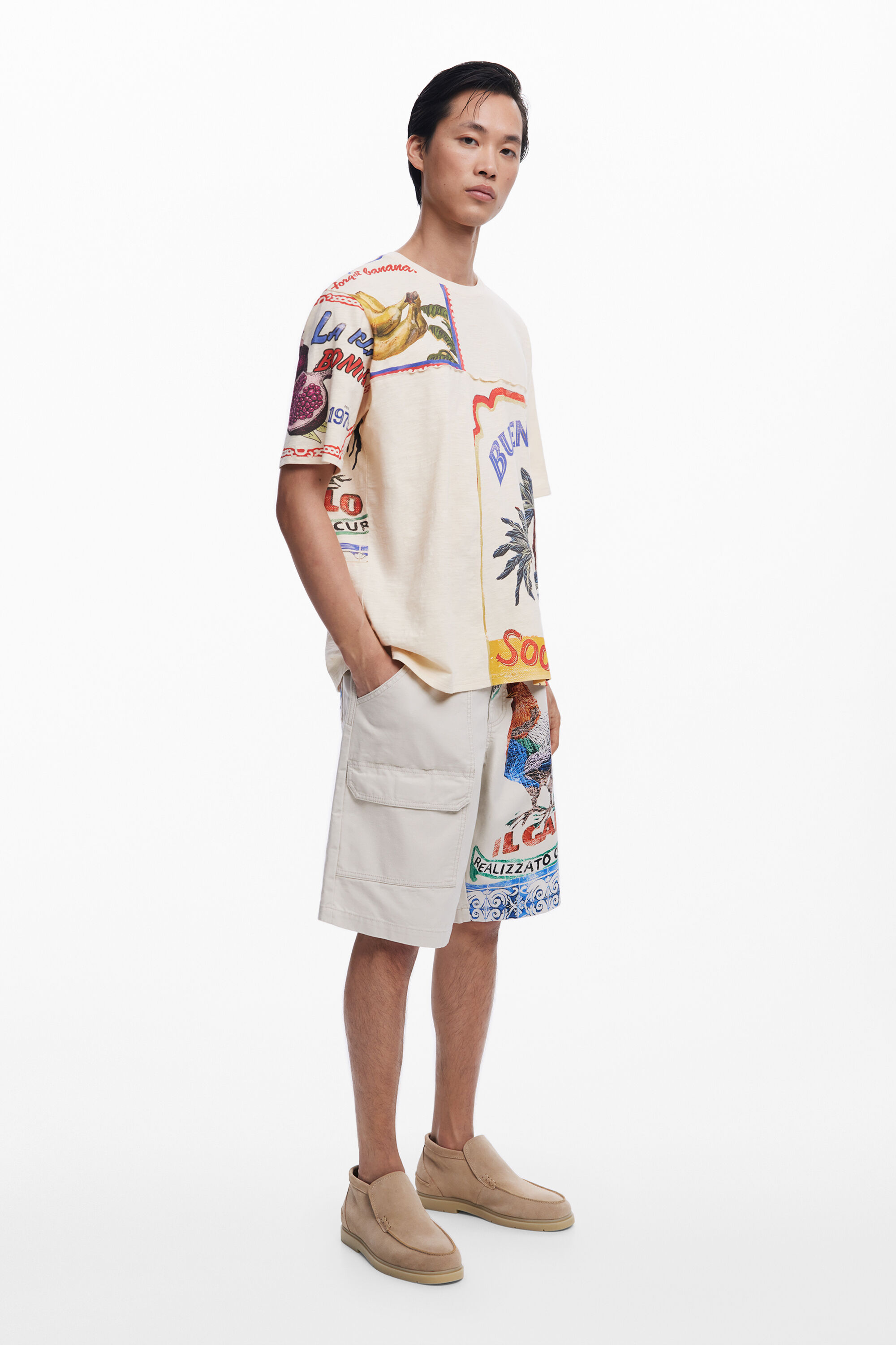 Desigual Bermuda Cargo Postales Hombre