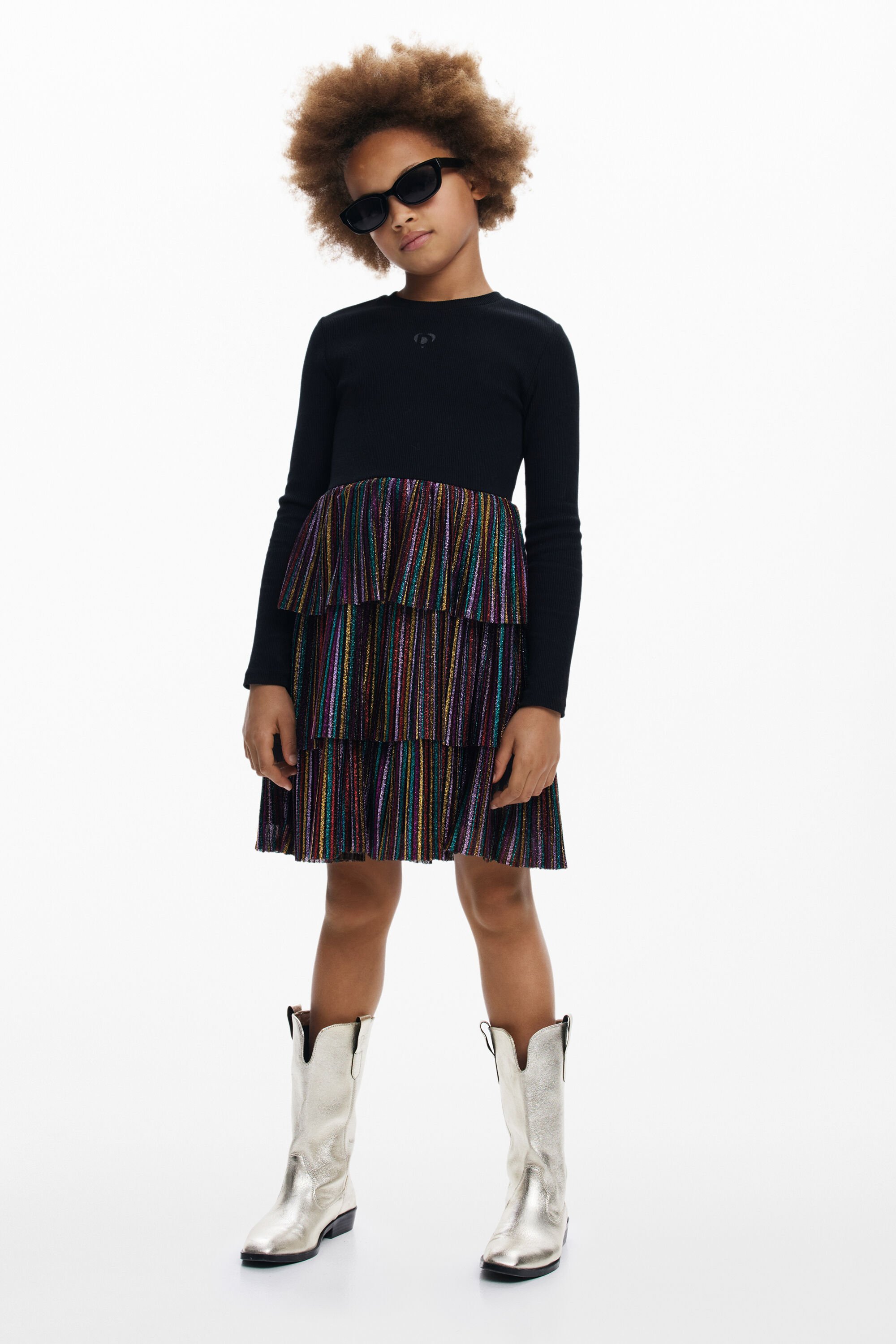 Desigual Vestido volantes lúrex