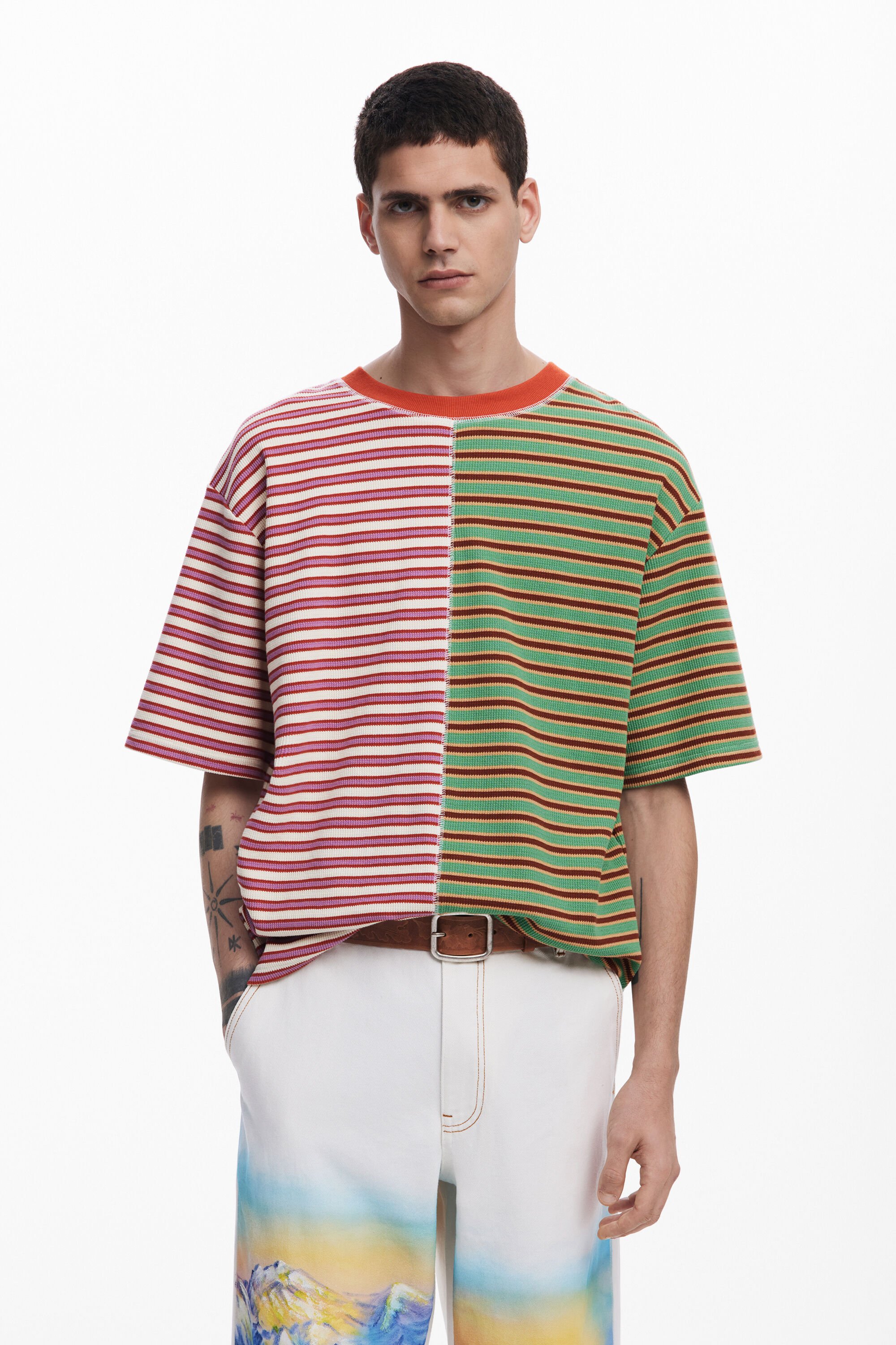 Camiseta manga corta rayas hombre