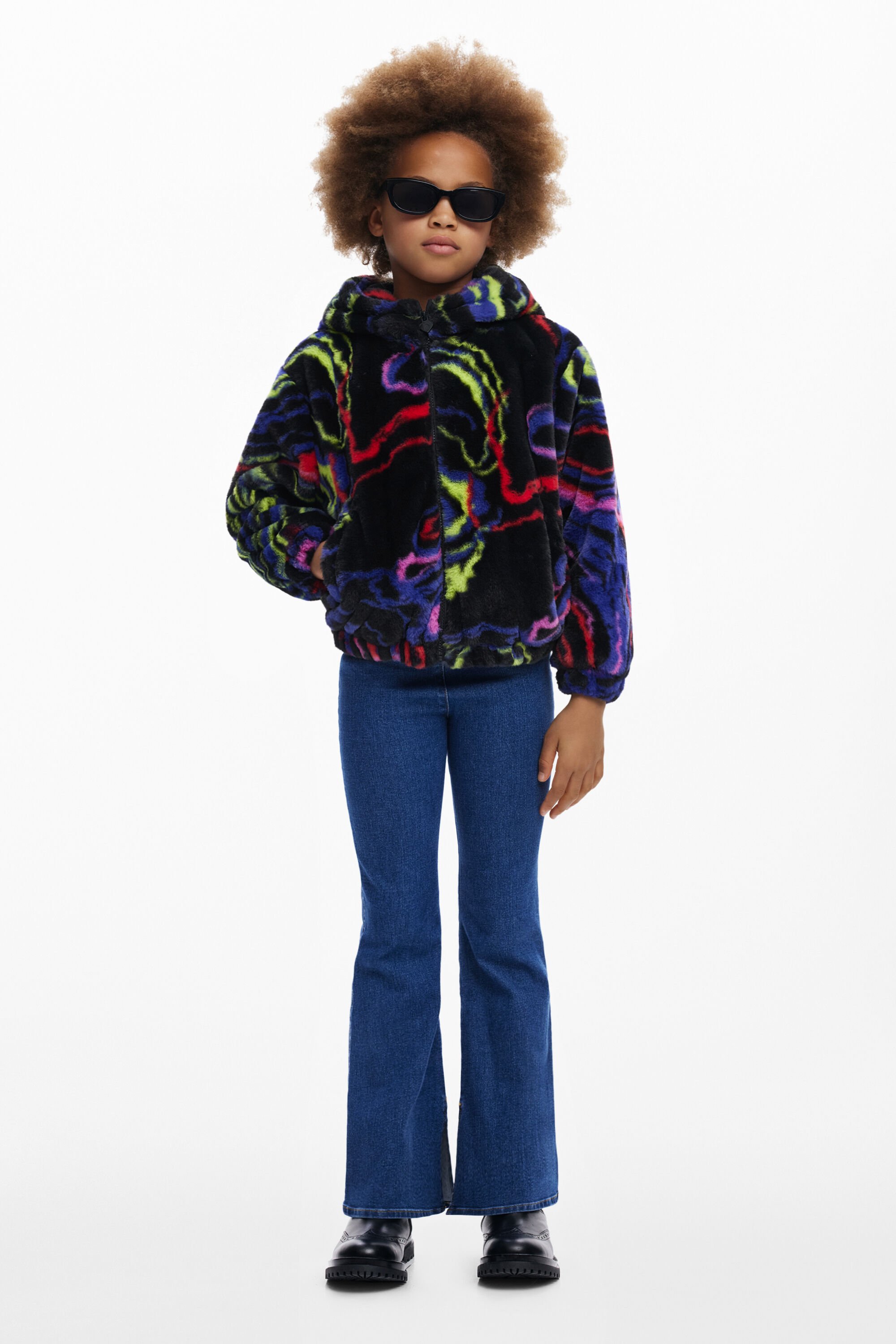 Chaqueta de pelo arcoiris Desigual para mujer