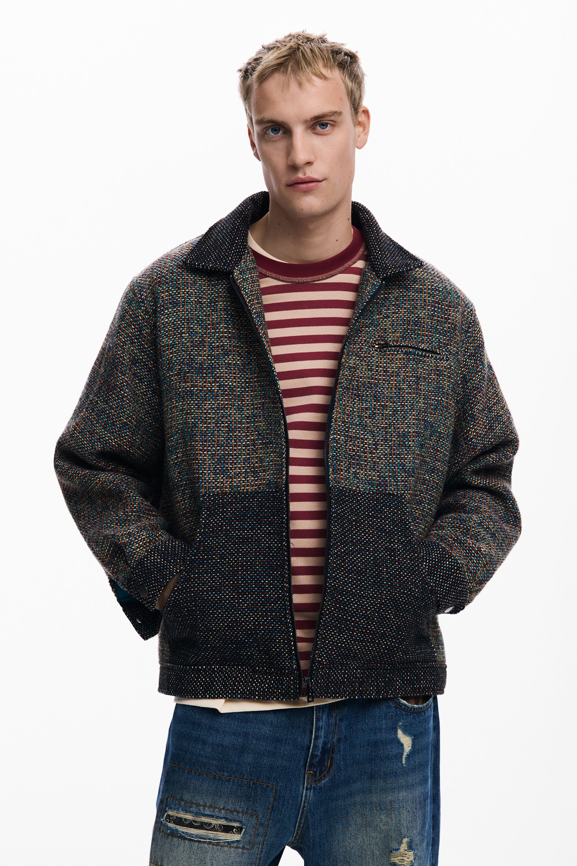 Chaqueta Desigual Jaspeada Hombre