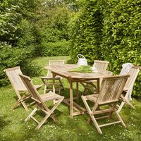 Salón de Jardín de Madera Teca Maciza Extensible para 6 Personas