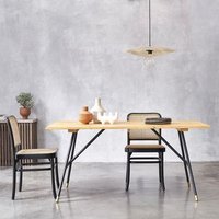 Mesa de comedor de madera de pino maciza y metal para 6 personas