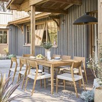 Salón De Jardín De Madera Teca Y Cuerda Beige 8 Pers.