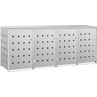 Cobertizo Contenedor de Basura Cuádruple Acero Inoxidable 240L Vidaxl