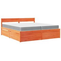 Cama con cajones y colchón de madera maciza de pino 200x200 cm Vidaxl