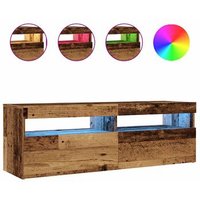 Mueble TV con Luces LED, Madera Ingeniería Envejecida, 120x35x40 cm