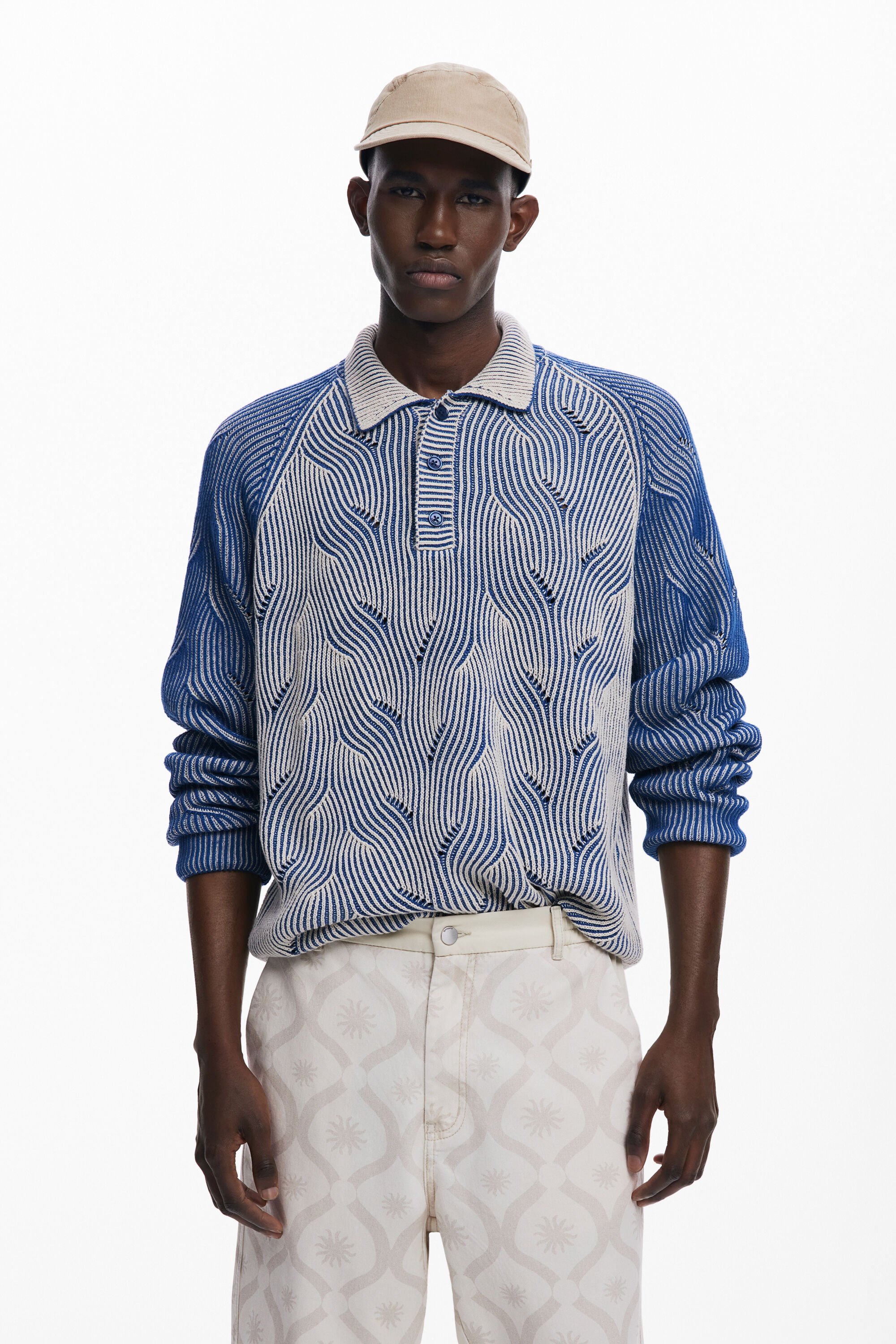 Desigual Jersey Polo Jaspeado Hombre