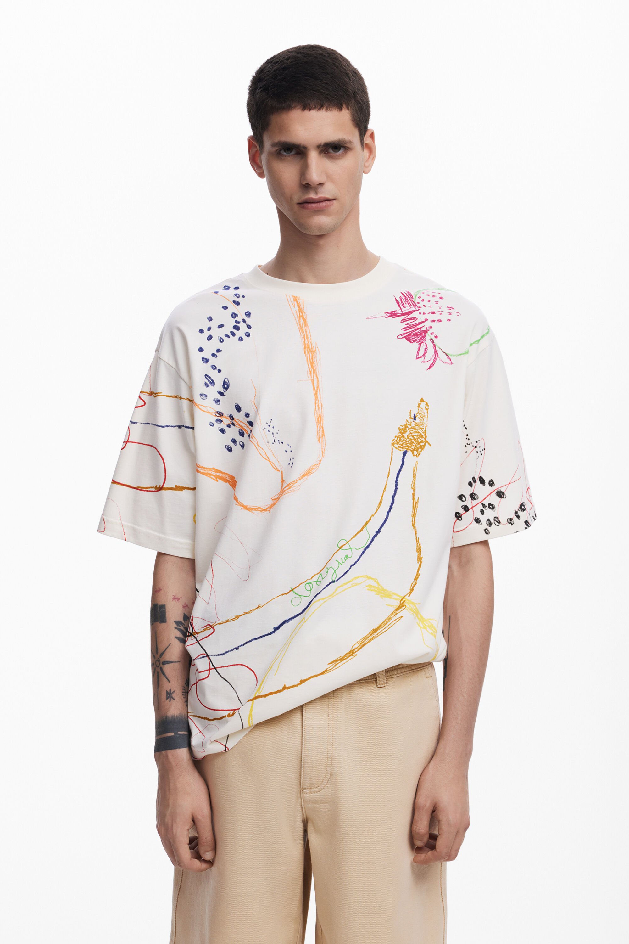 Desigual Camiseta Manga Corta con Dibujos Hombre