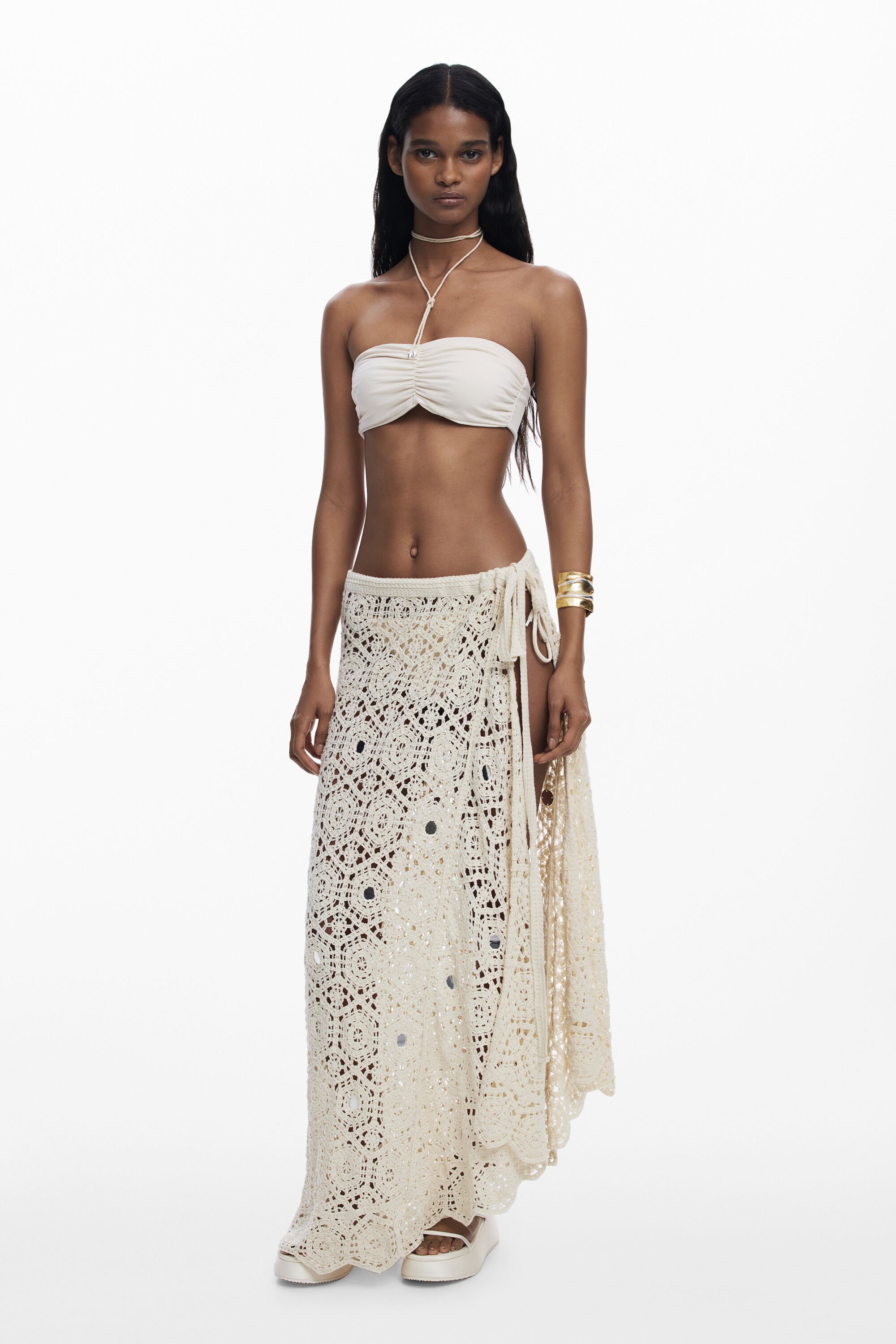 Desigual Falda Pareo Crochet Mandalas