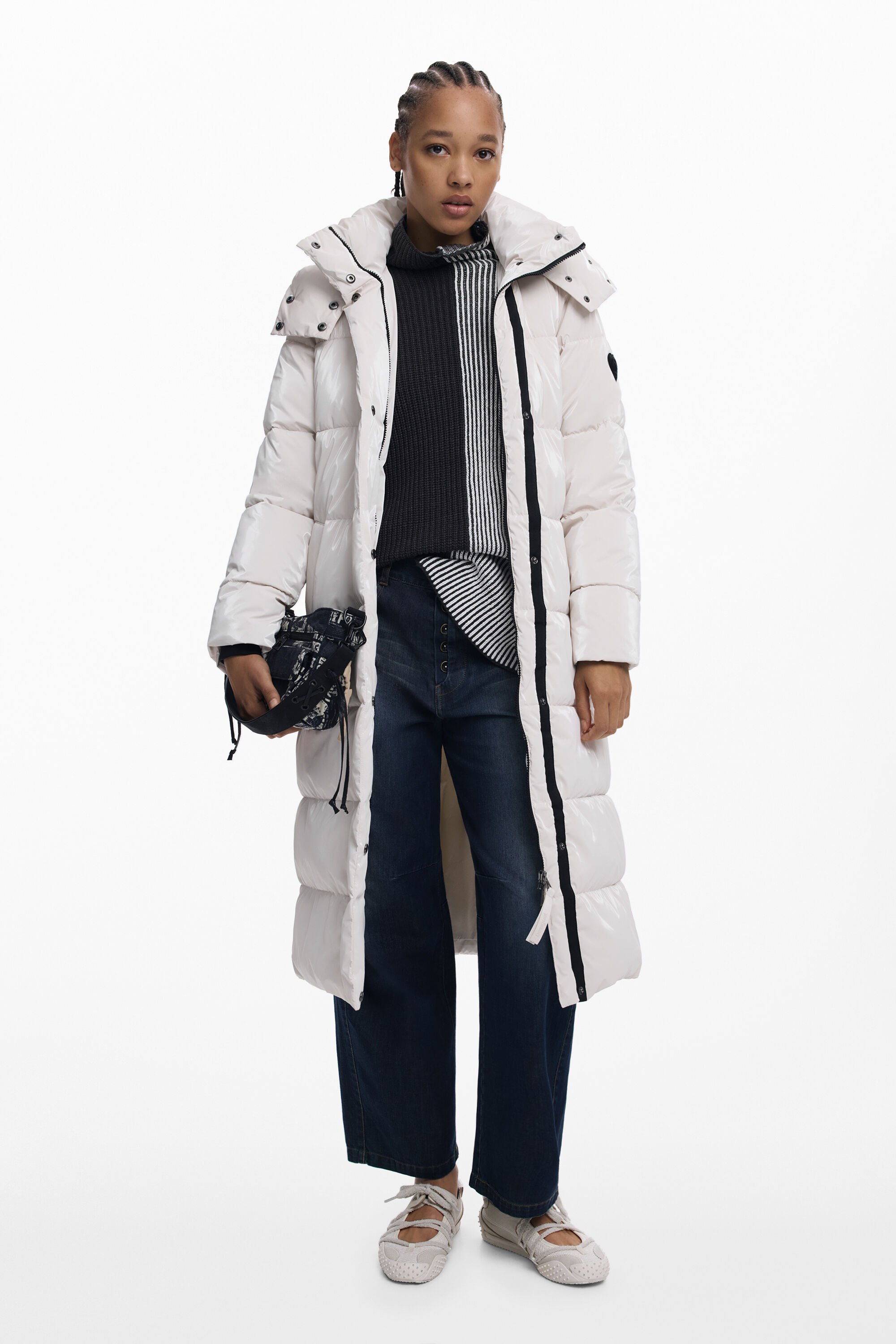 Desigual Chaqueta acolchada larga con cinturón para hombre