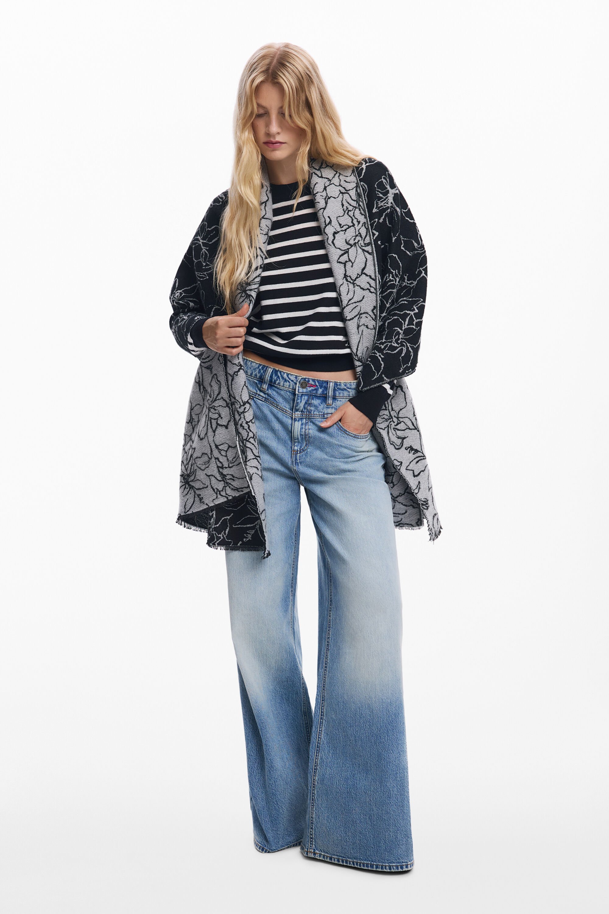 Desigual Bufanda Capelina Floral Reversible