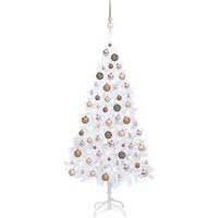 Árbol de Navidad Preiluminado con Luces y Bolas 120 cm