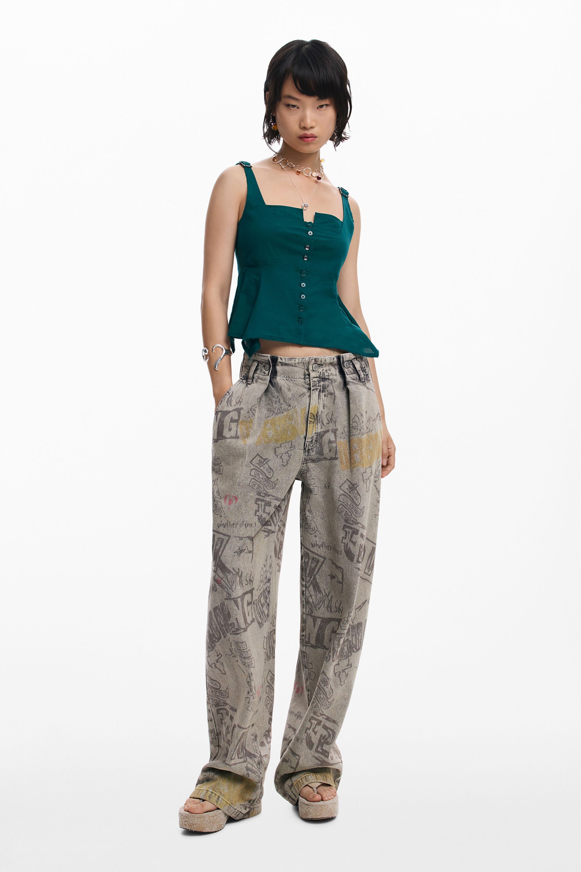 Desigual Blusa de tirantes con botones para hombre