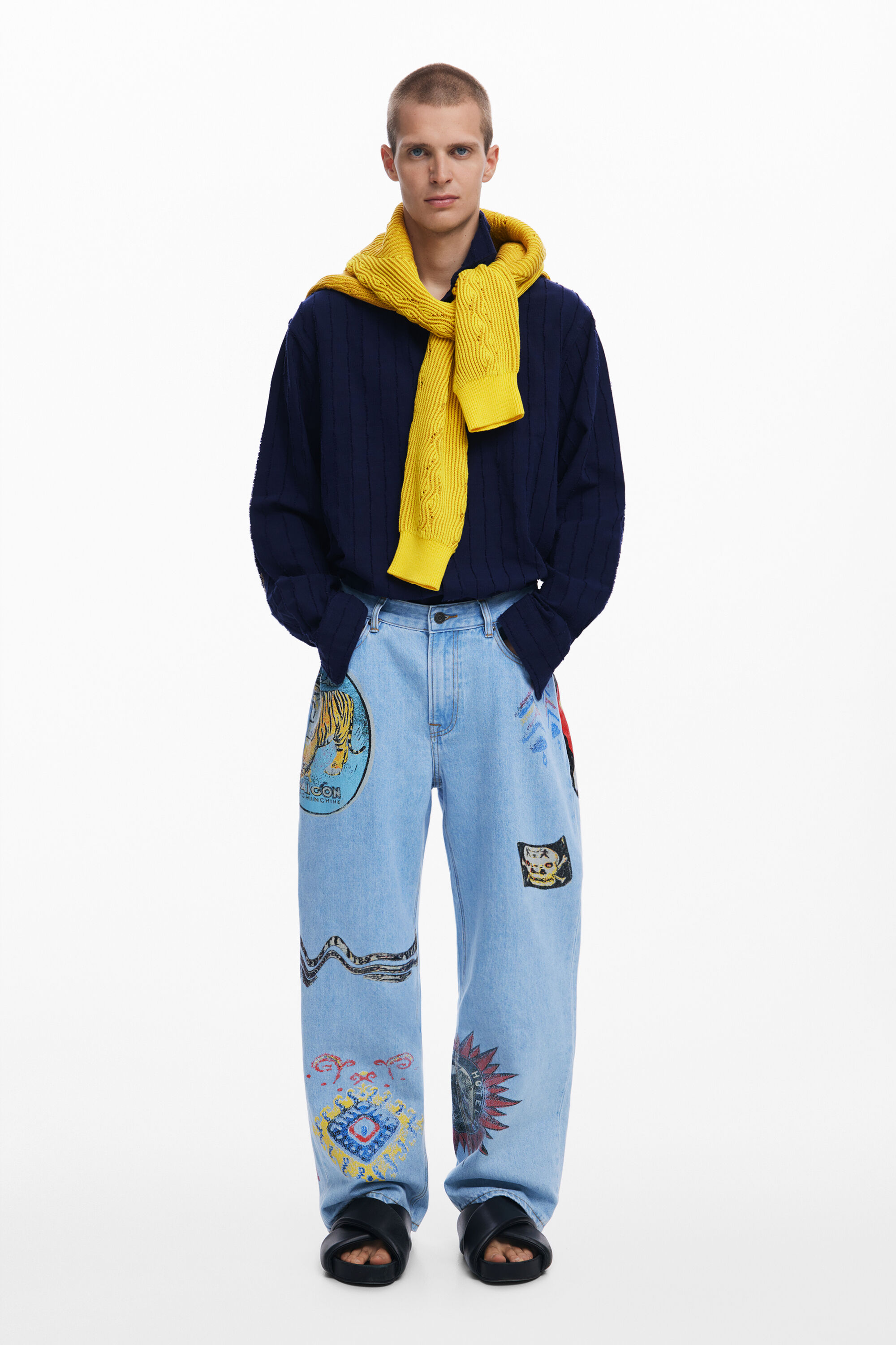 Desigual Pantalón vaquero con parches para hombre