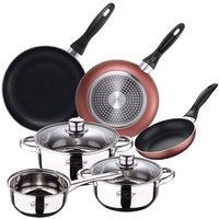 Set de Batería de Acero Inoxidable (5 piezas) Inducción + 3 Sarténes de Aluminio