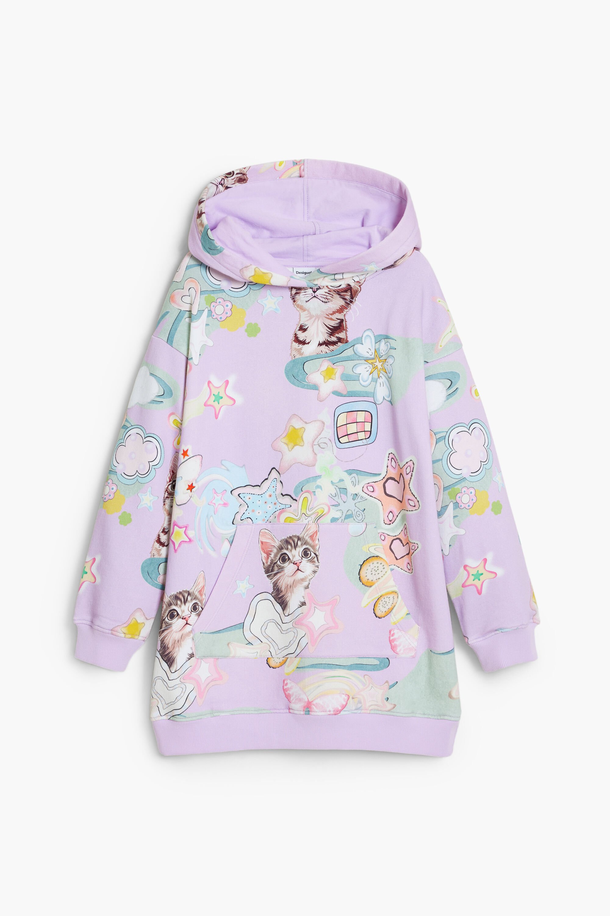 Desigual Vestido con capucha y estampado de gatos para hombre