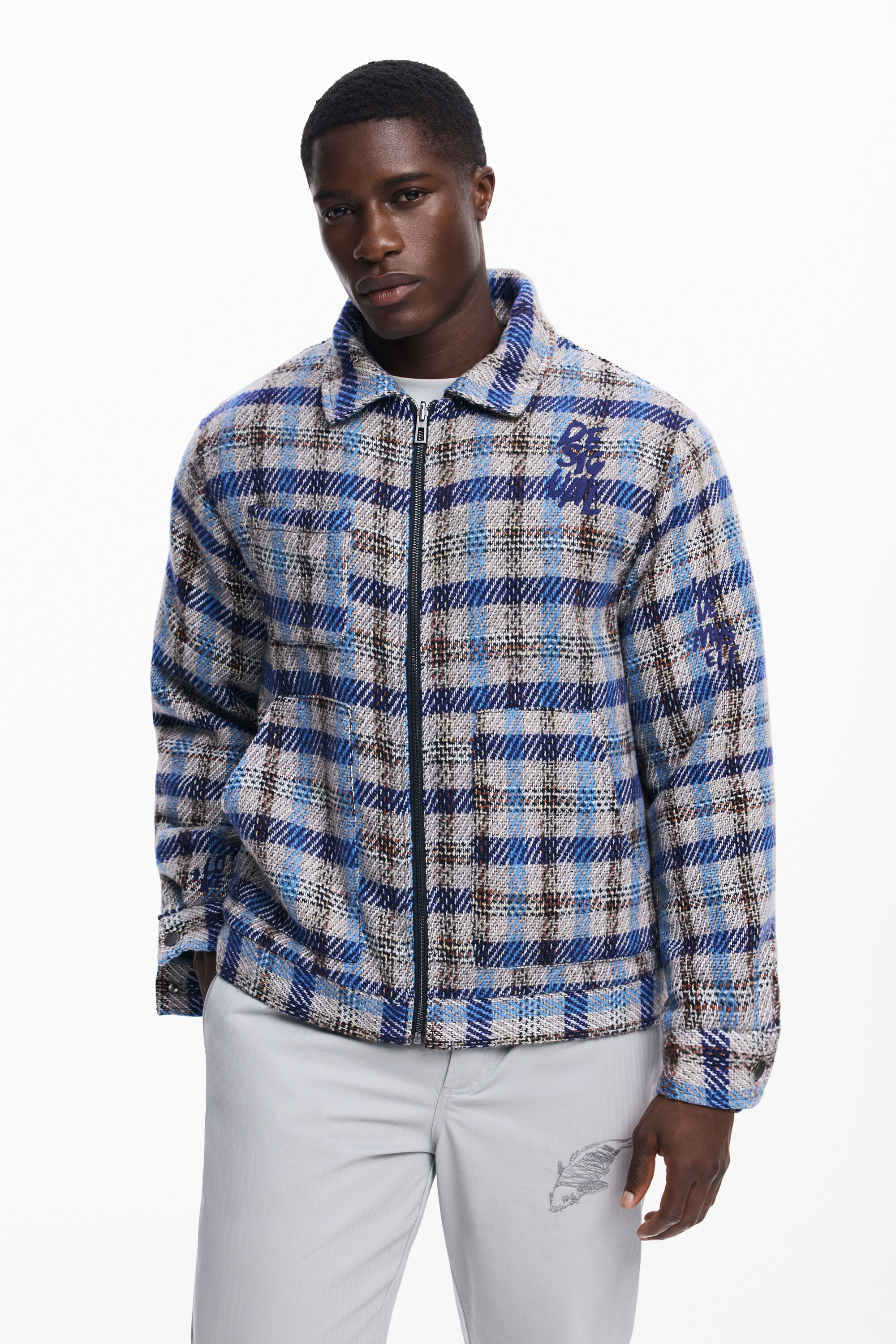 Desigual Chaqueta cuadros bolsillos hombre