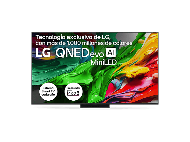 LG 65QNED87A6B Televisor QNED MiniLED 65" UHD 4K con Procesador α8 AI 4K Gen2 Smart TV DVB-T2 H.265
