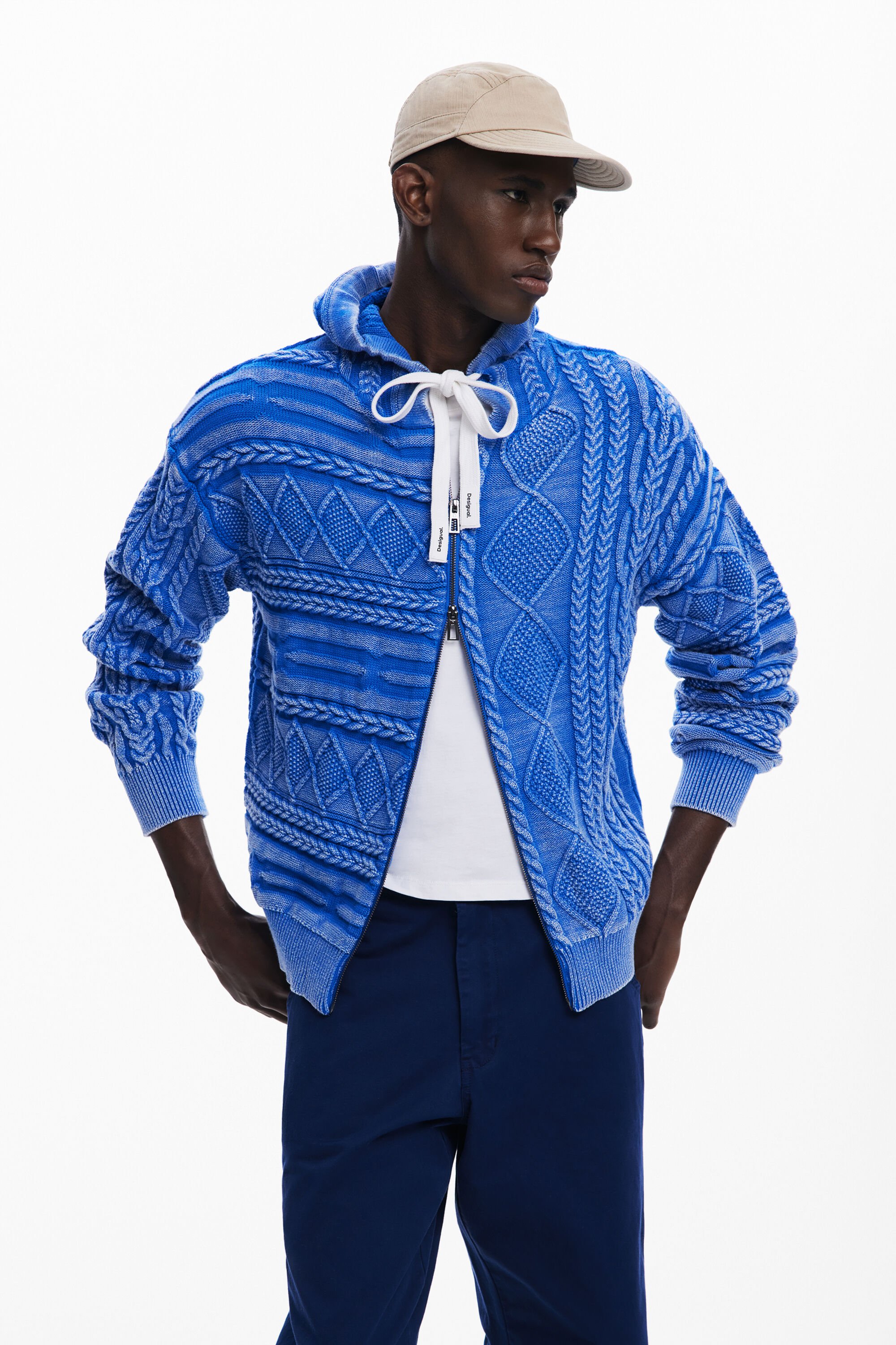 Desigual Jersey Cremallera Trenzado Hombre