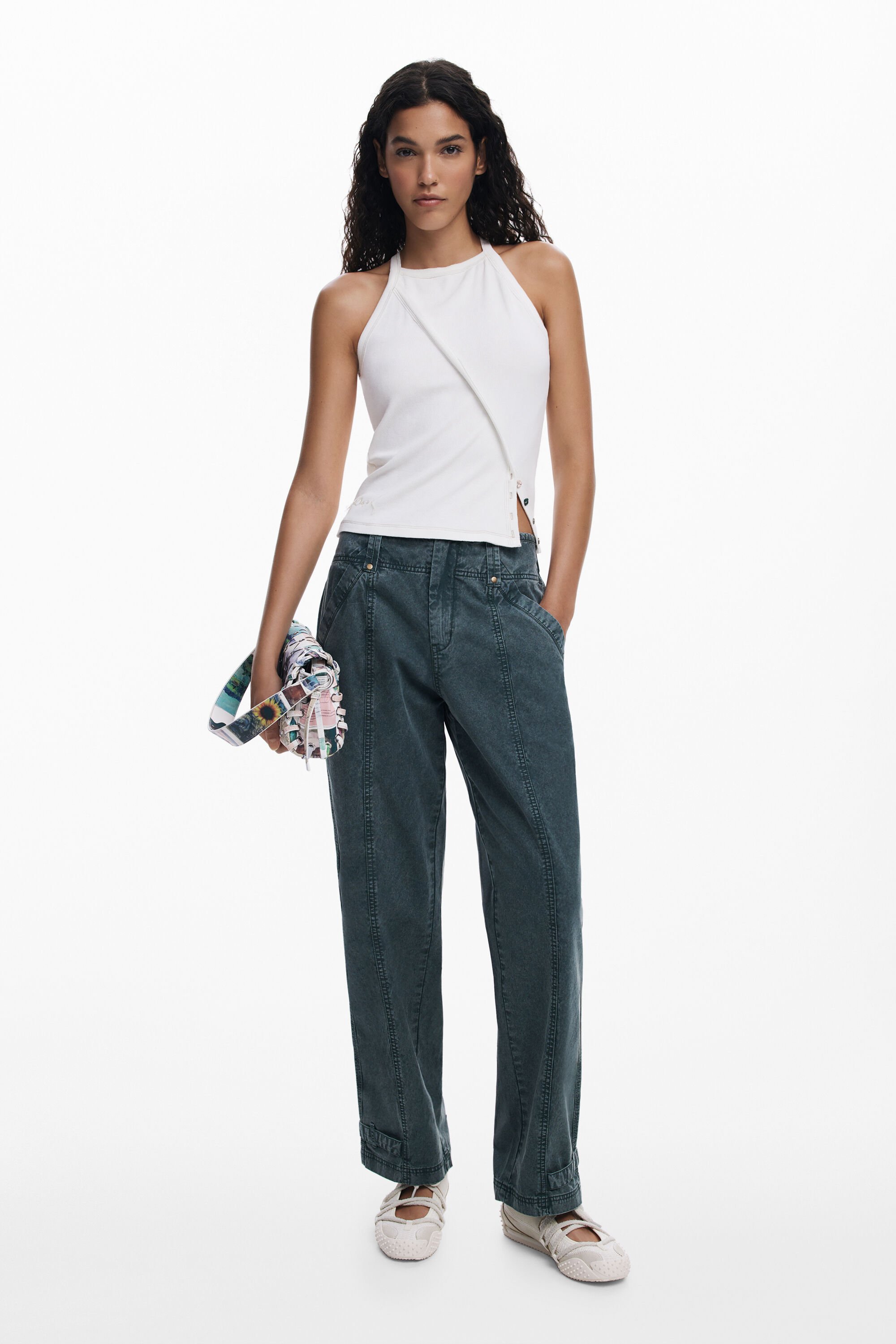 Desigual Pantalón vaquero recto costuras