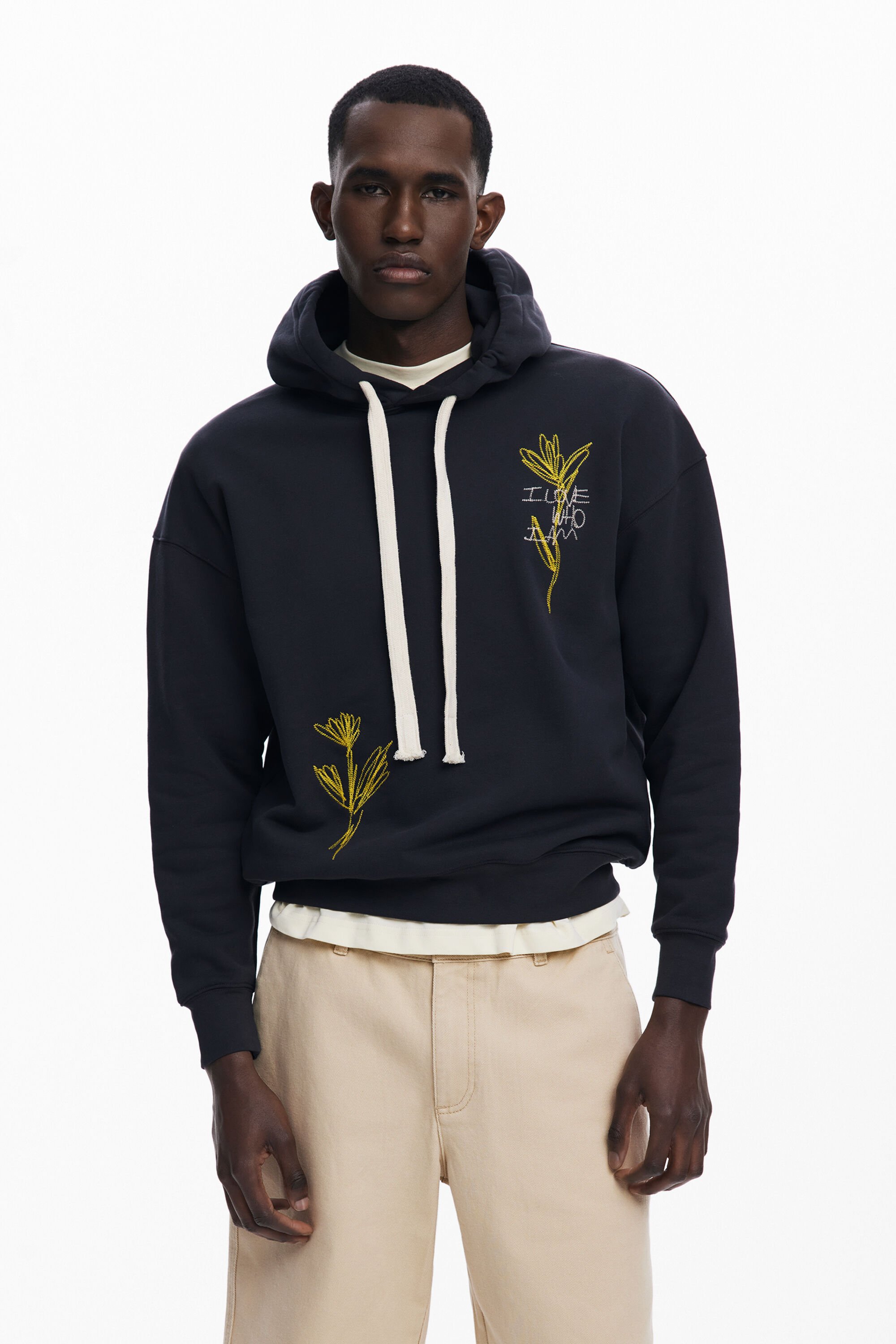 Desigual Sudadera con capucha y bordados para hombre