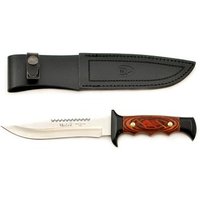 Cuchillo Muela 5161 16 cm con mango Zamak y cacha de madera, con sierra en lomo + tarjeta multiusos