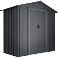 Caseta Metálica de Jardín 2,57 m2 – 4 Rejillas Anticondensación – Puerta Corredera Doble – Techo a Dos Aguas